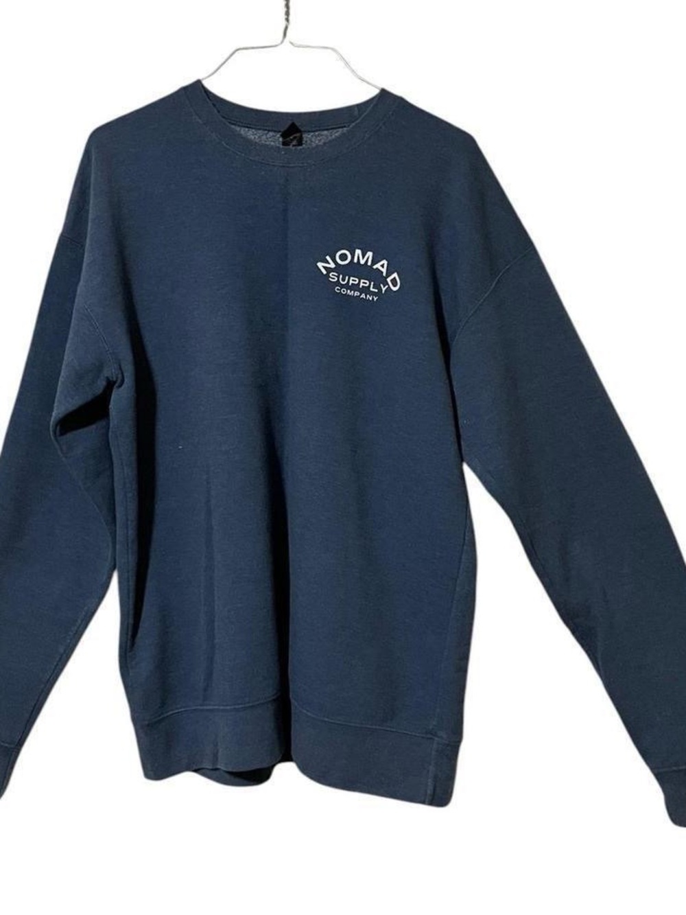 Tultex Navy Crewneck Sweater with White Handshake Graphic